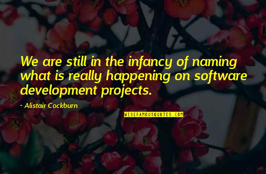 Best Software Development Quotes By Alistair Cockburn: We are still in the infancy of naming