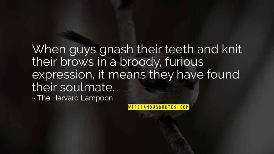 Best Soulmate Quotes By The Harvard Lampoon: When guys gnash their teeth and knit their