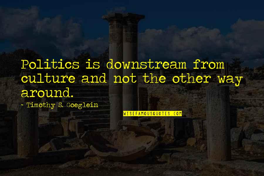 Best Sportive Quotes By Timothy S. Goeglein: Politics is downstream from culture and not the