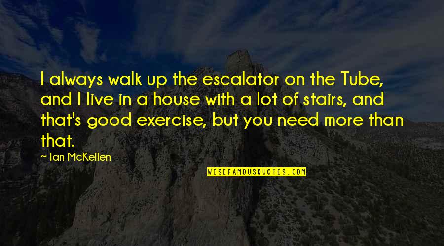 Best Stairs Quotes By Ian McKellen: I always walk up the escalator on the