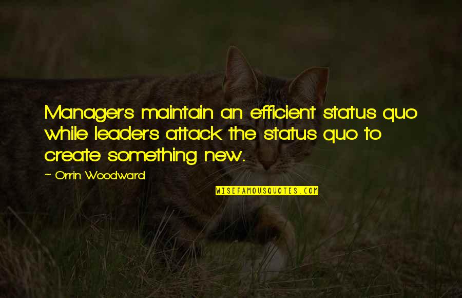 Best Status Quotes By Orrin Woodward: Managers maintain an efficient status quo while leaders