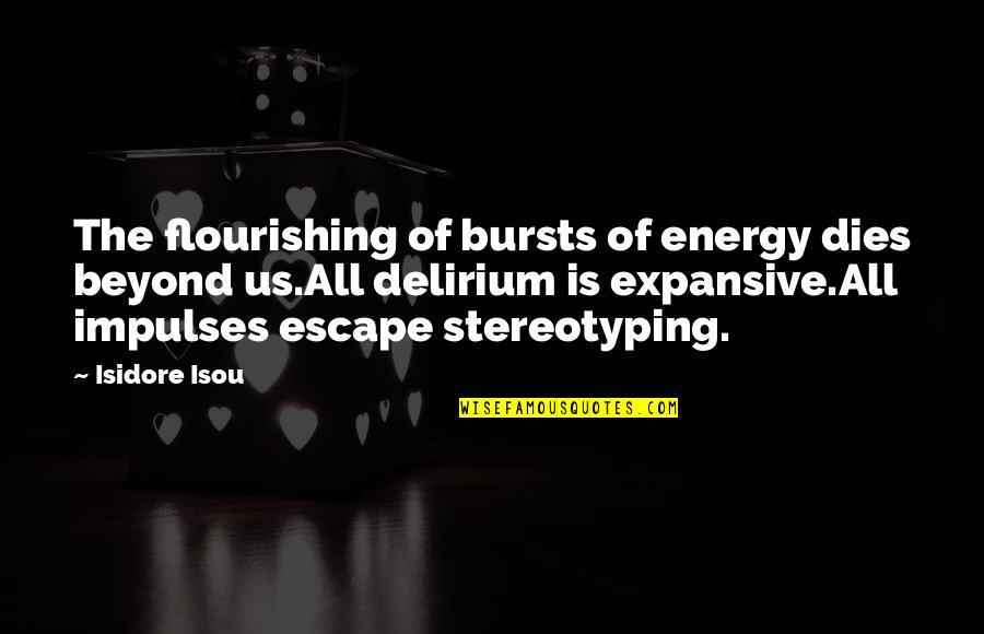 Best Stereotyping Quotes By Isidore Isou: The flourishing of bursts of energy dies beyond