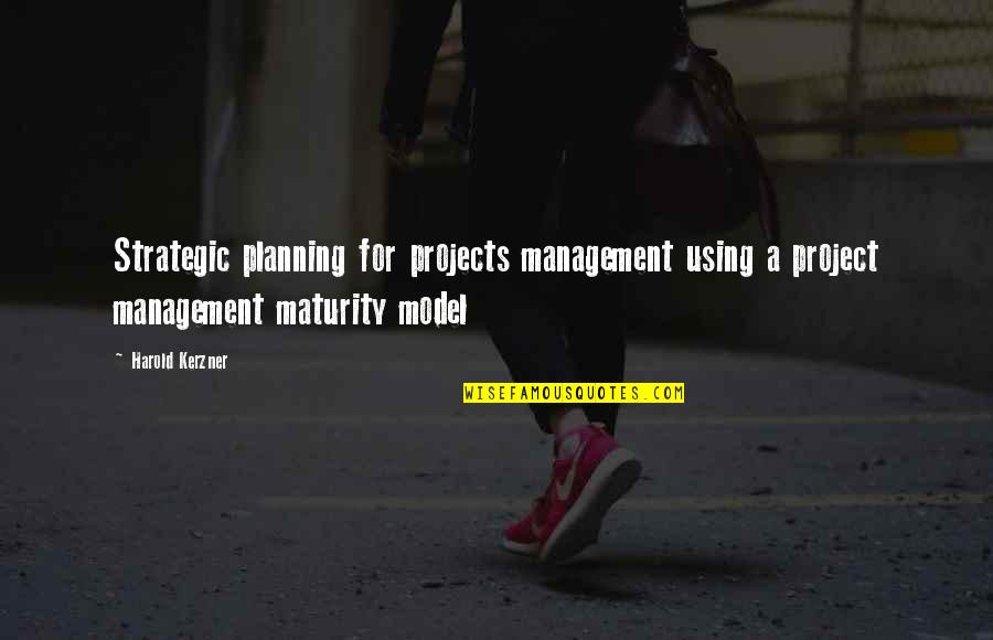 Best Strategic Planning Quotes By Harold Kerzner: Strategic planning for projects management using a project