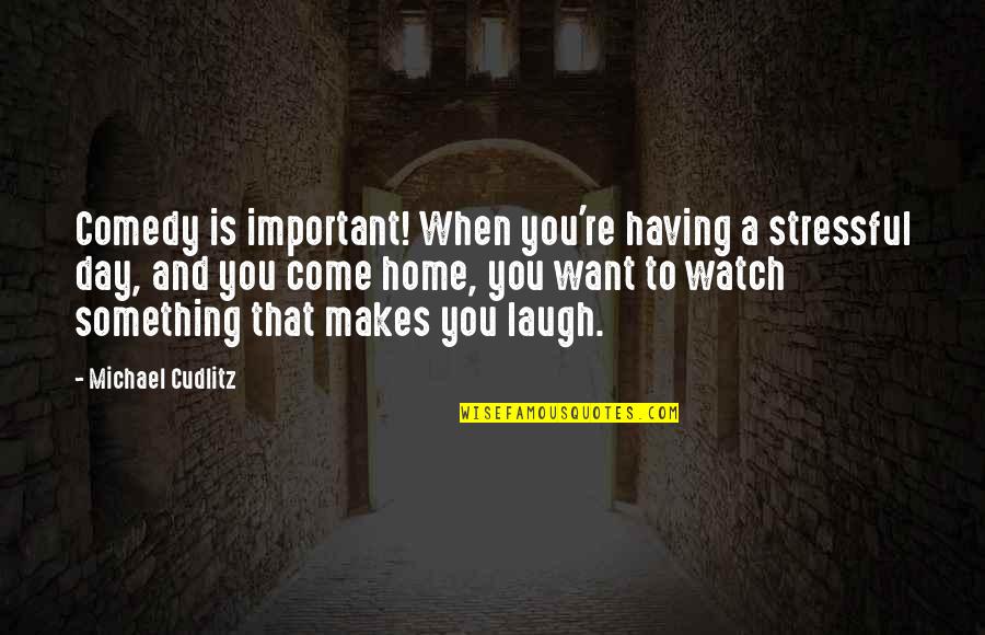 Best Stressful Day Quotes By Michael Cudlitz: Comedy is important! When you're having a stressful