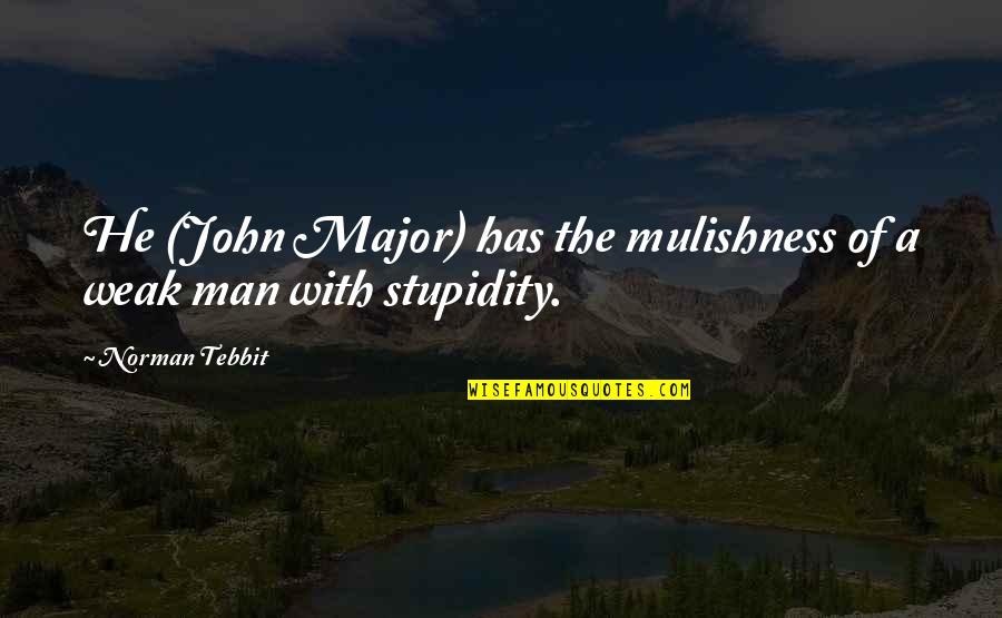 Best Stupidity Quotes By Norman Tebbit: He (John Major) has the mulishness of a