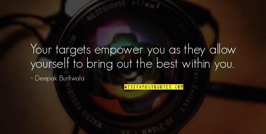 Best Success Quotes By Deepak Burfiwala: Your targets empower you as they allow yourself