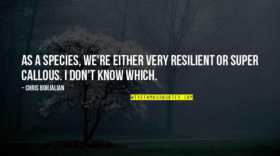 Best Super Quotes By Chris Bohjalian: As a species, we're either very resilient or