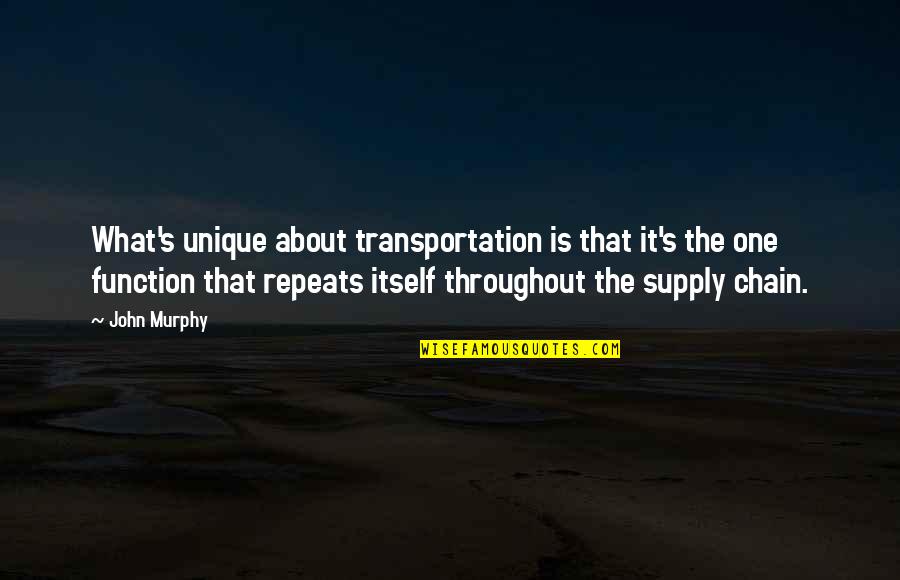 Best Supply Chain Quotes By John Murphy: What's unique about transportation is that it's the