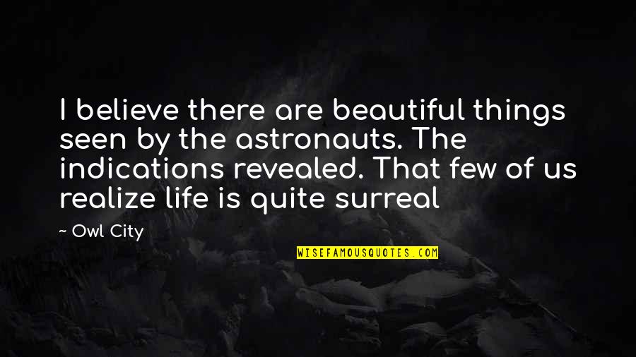 Best Surreal Quotes By Owl City: I believe there are beautiful things seen by