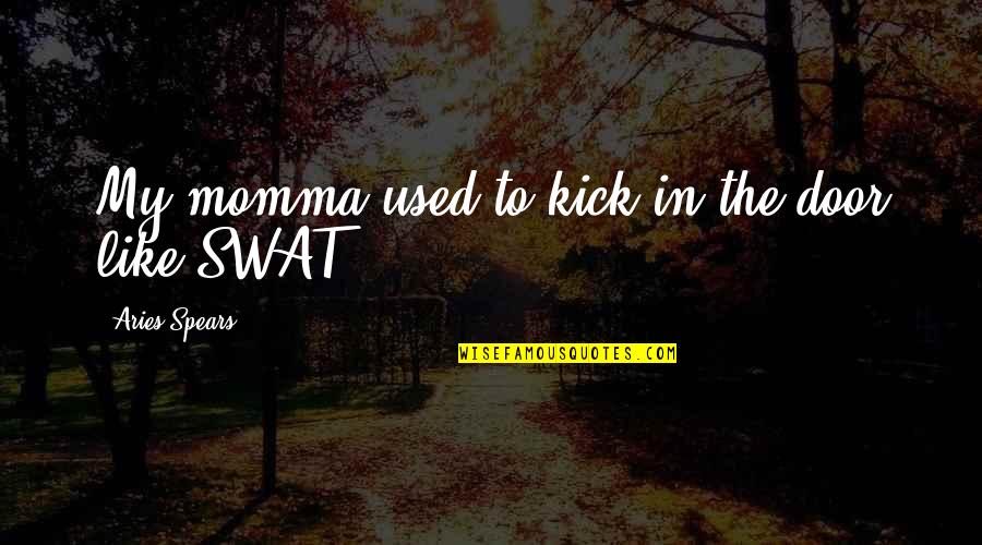 Best Swat Quotes By Aries Spears: My momma used to kick in the door