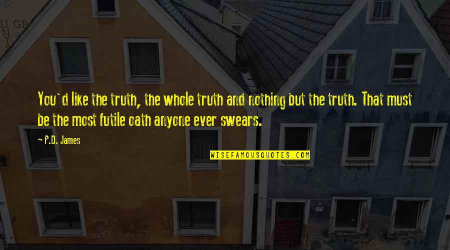 Best Swears Quotes By P.D. James: You'd like the truth, the whole truth and Best Swears Quotes By P.D. James: You'd like the truth, the whole truth and