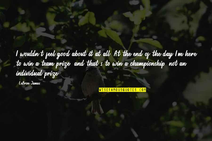 Best Team Winning Quotes By LeBron James: I wouldn't feel good about it at all.