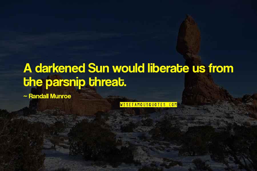 Best Threat Quotes By Randall Munroe: A darkened Sun would liberate us from the
