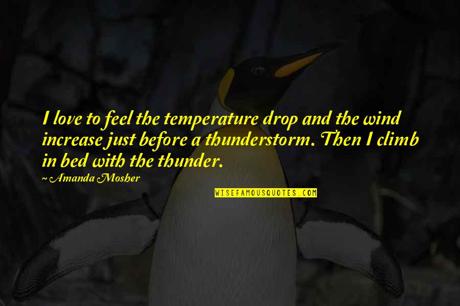Best Thunderstorm Quotes By Amanda Mosher: I love to feel the temperature drop and
