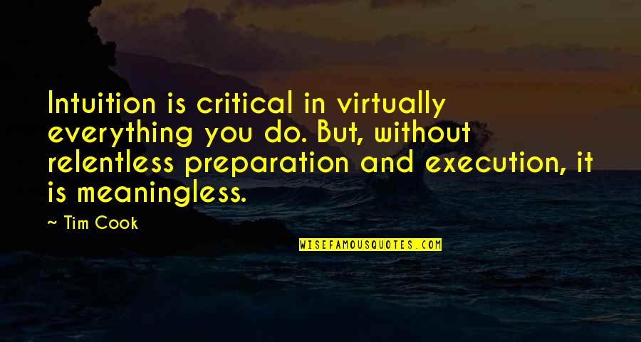 Best Tim Cook Quotes By Tim Cook: Intuition is critical in virtually everything you do.