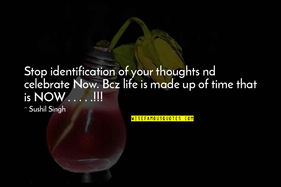 Best Time Of Your Life Quotes By Sushil Singh: Stop identification of your thoughts nd celebrate Now.