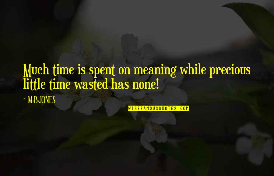 Best Time Wasted Quotes By M.B.JONES: Much time is spent on meaning while precious