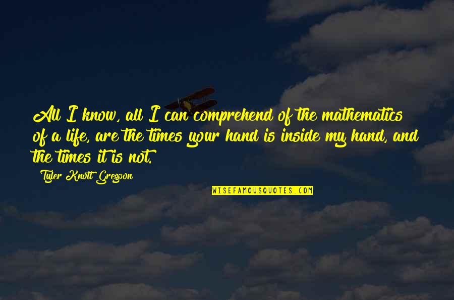 Best Times Of Your Life Quotes By Tyler Knott Gregson: All I know, all I can comprehend of Best Times Of Your Life Quotes By Tyler Knott Gregson: All I know, all I can comprehend of