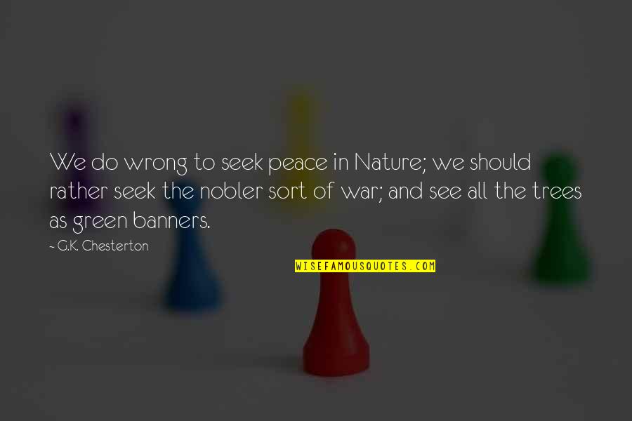 Best Tombstones Quotes By G.K. Chesterton: We do wrong to seek peace in Nature;