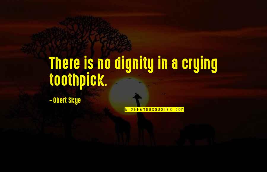 Best Toothpick Quotes By Obert Skye: There is no dignity in a crying toothpick.