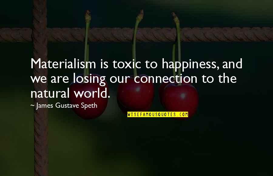 Best Toxic Quotes By James Gustave Speth: Materialism is toxic to happiness, and we are