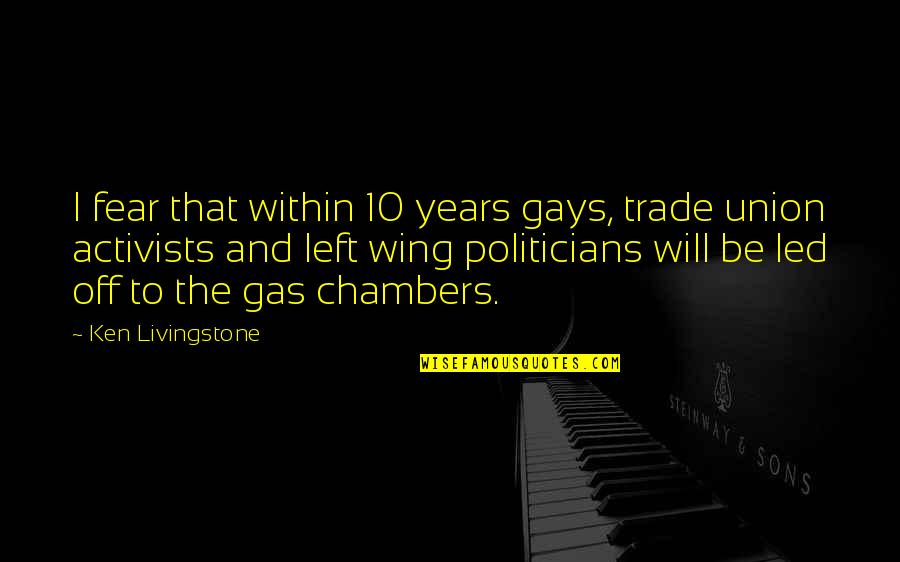 Best Trade Union Quotes By Ken Livingstone: I fear that within 10 years gays, trade
