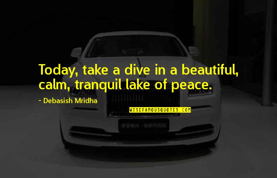 Best Tranquil Quotes By Debasish Mridha: Today, take a dive in a beautiful, calm,