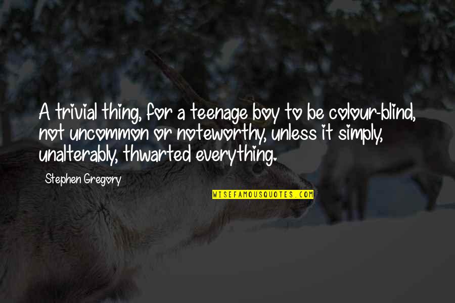 Best Uncommon Quotes By Stephen Gregory: A trivial thing, for a teenage boy to