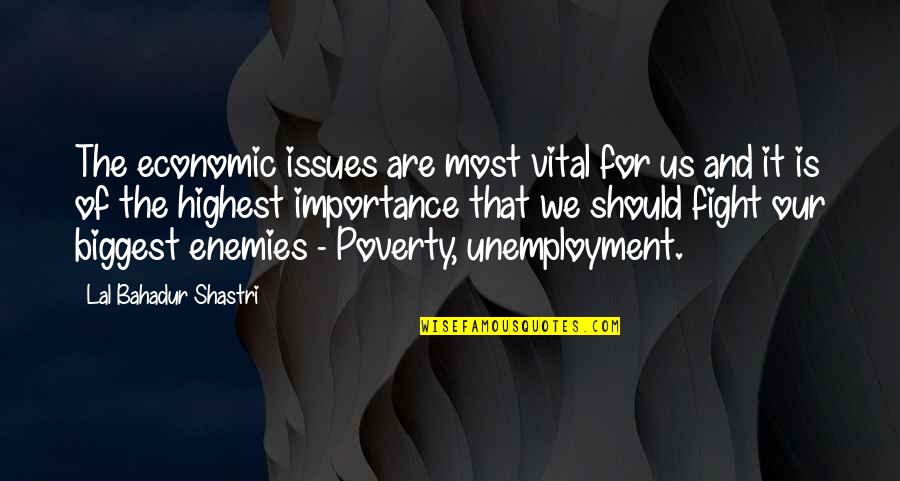 Best Unemployment Quotes By Lal Bahadur Shastri: The economic issues are most vital for us