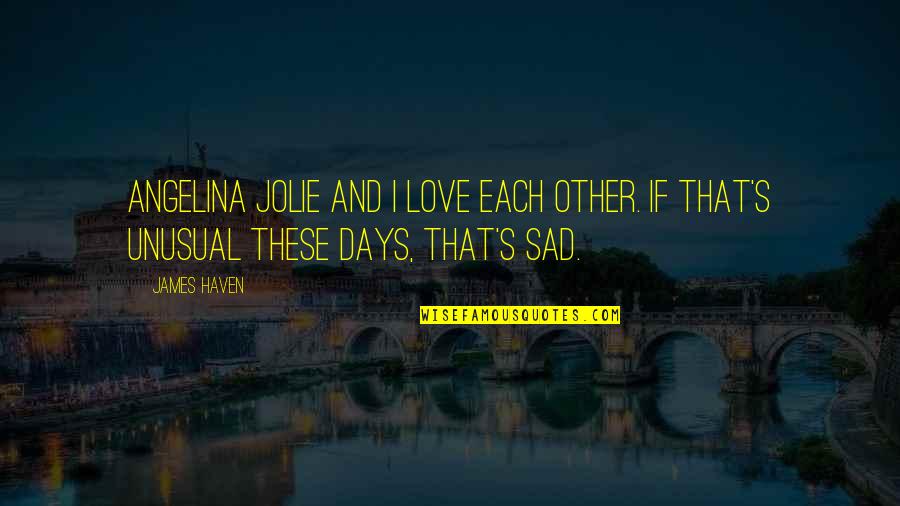 Best Unusual Love Quotes By James Haven: Angelina Jolie and I love each other. IF