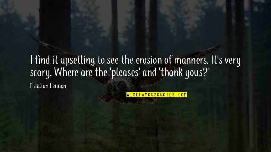 Best Upsetting Quotes By Julian Lennon: I find it upsetting to see the erosion