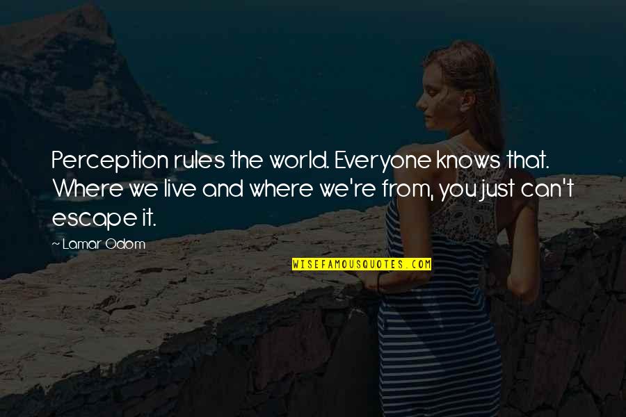 Best Urbex Quotes By Lamar Odom: Perception rules the world. Everyone knows that. Where