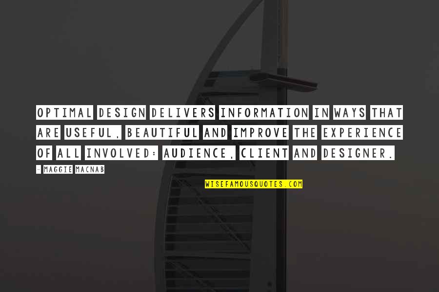 Best Useful Information Quotes By Maggie Macnab: Optimal design delivers information in ways that are