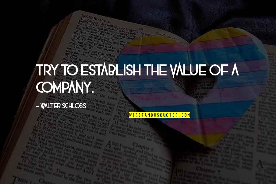 Best Value Investing Quotes By Walter Schloss: Try to establish the value of a company. Best Value Investing Quotes By Walter Schloss: Try to establish the value of a company.