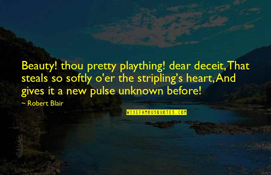 Best Vandal Quotes By Robert Blair: Beauty! thou pretty plaything! dear deceit, That steals Best Vandal Quotes By Robert Blair: Beauty! thou pretty plaything! dear deceit, That steals