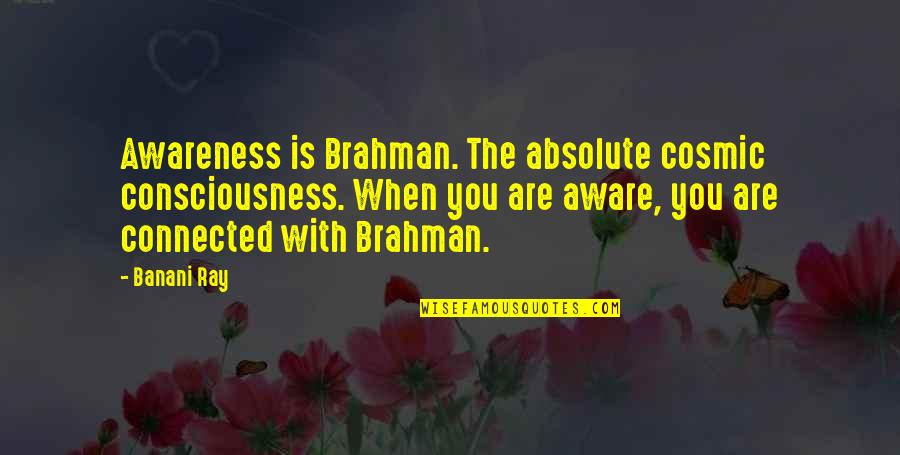 Best Vedanta Quotes By Banani Ray: Awareness is Brahman. The absolute cosmic consciousness. When