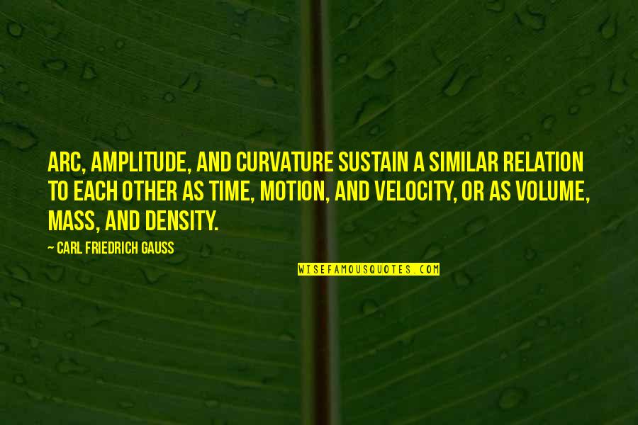 Best Velocity Quotes By Carl Friedrich Gauss: Arc, amplitude, and curvature sustain a similar relation