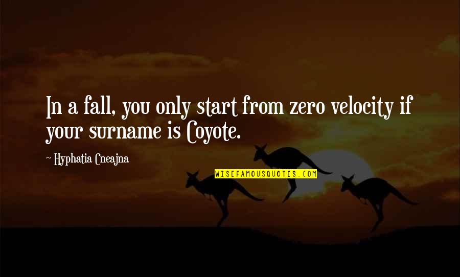 Best Velocity Quotes By Hyphatia Cneajna: In a fall, you only start from zero