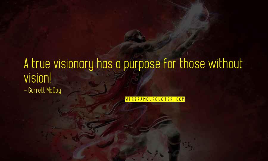 Best Visionary Quotes By Garrett McCoy: A true visionary has a purpose for those