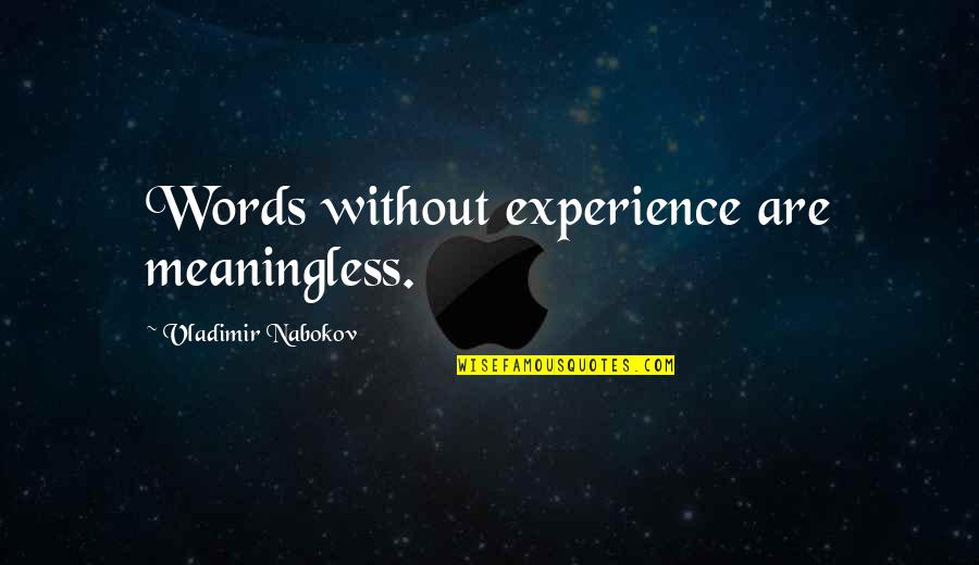 Best Vladimir Nabokov Quotes By Vladimir Nabokov: Words without experience are meaningless.