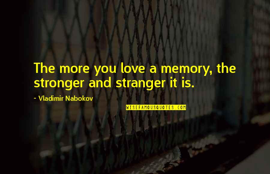 Best Vladimir Quotes By Vladimir Nabokov: The more you love a memory, the stronger Best Vladimir Quotes By Vladimir Nabokov: The more you love a memory, the stronger