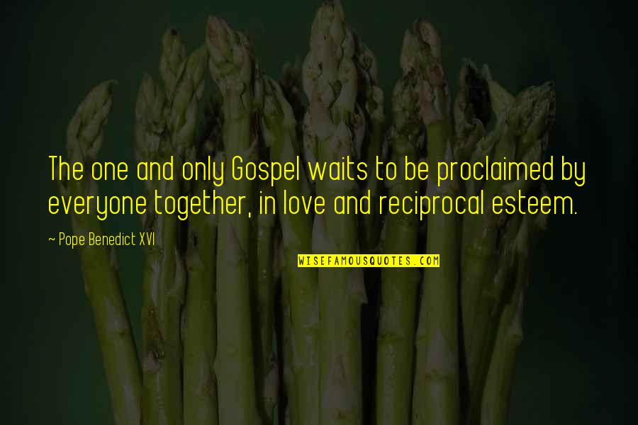 Best Waiting Love Quotes By Pope Benedict XVI: The one and only Gospel waits to be