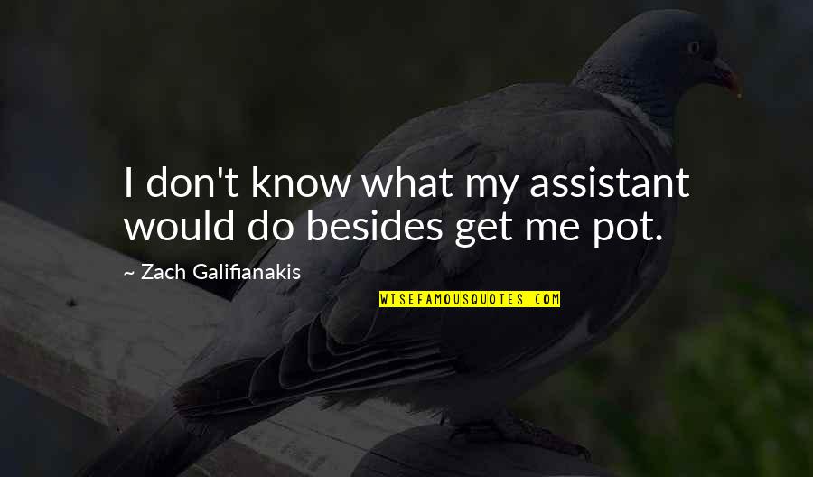 Best Weed Smoking Quotes By Zach Galifianakis: I don't know what my assistant would do