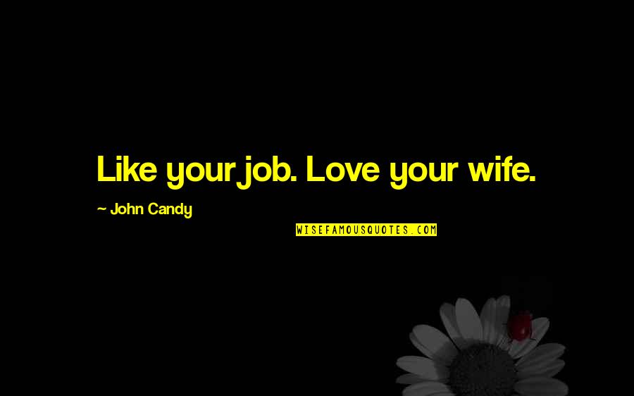 Best Wife Love Quotes By John Candy: Like your job. Love your wife.