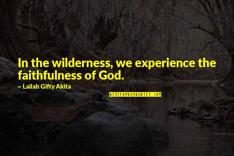 Best Wilderness Quotes By Lailah Gifty Akita: In the wilderness, we experience the faithfulness of