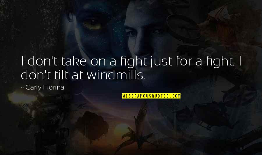 Best Windmills Quotes By Carly Fiorina: I don't take on a fight just for