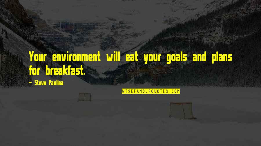 Best Work Environment Quotes By Steve Pavlina: Your environment will eat your goals and plans