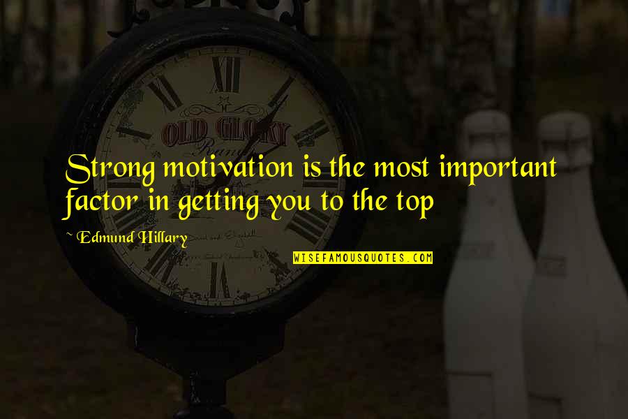 Best X Factor Quotes By Edmund Hillary: Strong motivation is the most important factor in