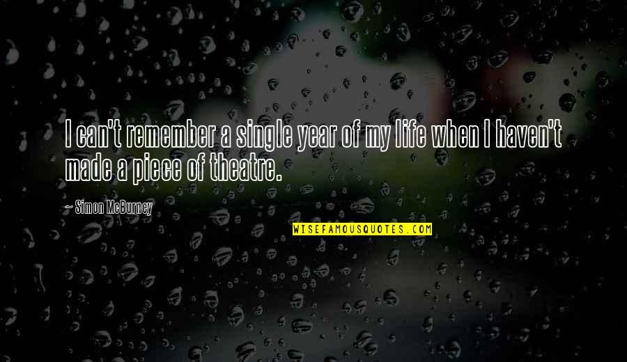 Best Year Of My Life Quotes By Simon McBurney: I can't remember a single year of my