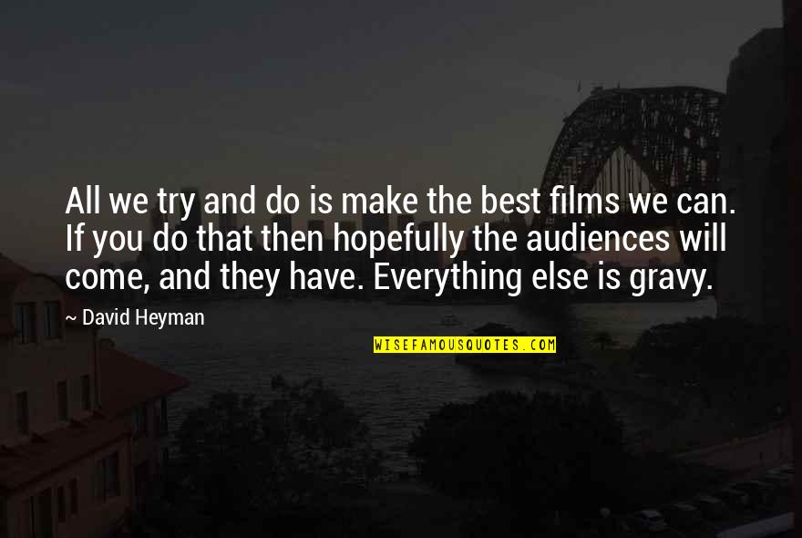 Best You Can Do Quotes By David Heyman: All we try and do is make the